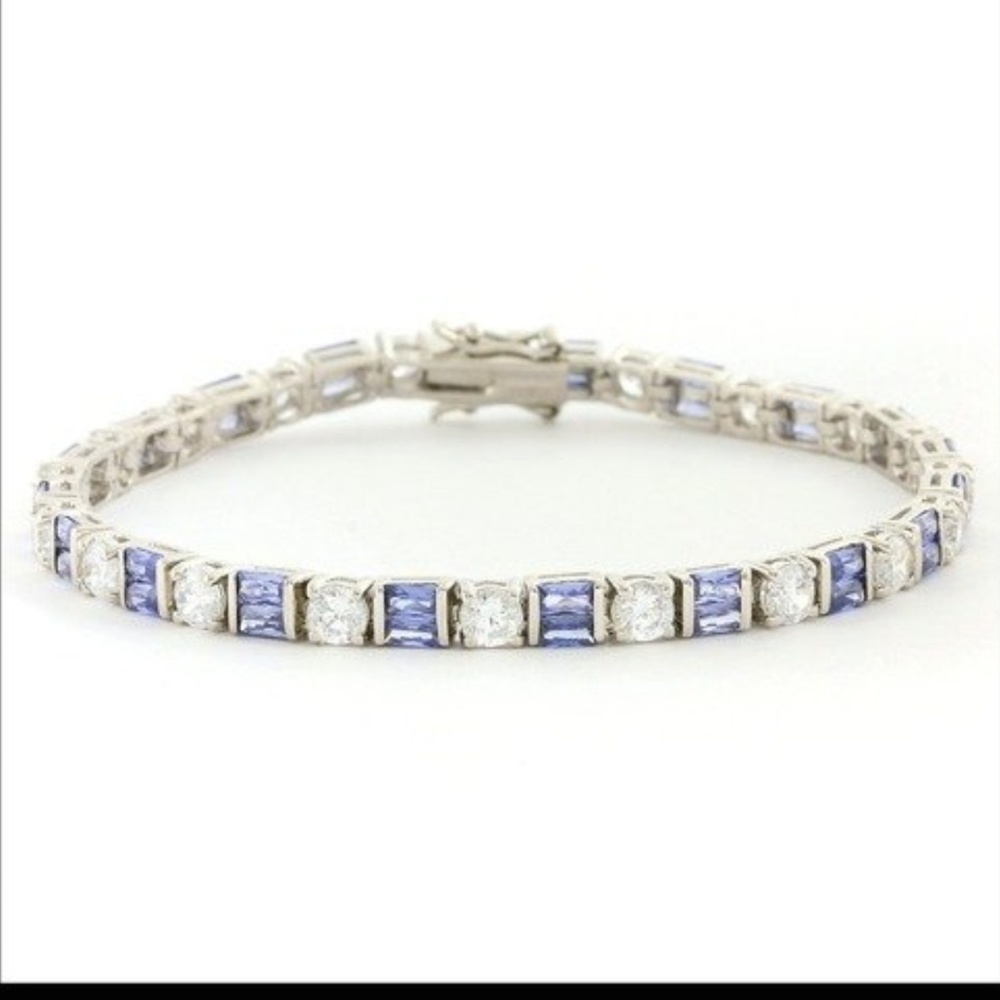 Tanzanite & White Topaz Sterling Silver Bracelet